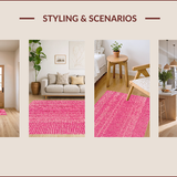 Ultra Soft Area Rug, Non Slip, Stain Resistant, Washable Area Rugs for Living Room, Bedroom, Boho Pink Floral Soft Playroom Rug(Pink)
