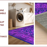 Ultra Soft Area Rug, Non Slip, Stain Resistant, Washable Area Rugs for Living Room, Bedroom, Vibrant Floral Boho Tapestry(Purple)