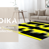 Ultra Soft Area Rug, Non Slip, Stain Resistant, Washable Area Rugs for Living Room, Bedroom, Retro Monochrome Music Motif(Yellow)