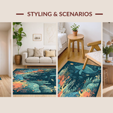 Ultra Soft Area Rug, Non Slip, Stain Resistant, Washable Area Rugs for Living Room, Bedroom, Octopus Fantasy Undersea Adventure Rug Runner Nautical Whale-Inspired Print(Blue)