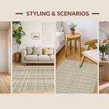 Ultra Soft Area Rug, Non Slip, Stain Resistant, Washable Area Rugs for Living Room, Bedroom, Contemporary Neutral Lattice Pattern(Beige)