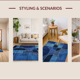 Ultra Soft Area Rug, Non Slip, Stain Resistant, Washable Area Rugs for Living Room, Bedroom, Boho Dark Blue Bedroom Meditation Area Rug(Blue)
