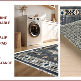 Ultra Soft Area Rug, Non Slip, Stain Resistant, Washable Area Rugs for Living Room, Bedroom, Dark Gray Textured Geometric Style(Gray)
