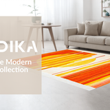 Ultra Soft Area Rug, Non Slip, Stain Resistant, Washable Area Rugs for Living Room, Bedroom, Lively Abstract Sunray Design(Orange)