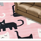 Ultra Soft Area Rug, Non Slip, Stain Resistant, Washable Area Rugs for Living Room, Bedroom, Modern Cute Cat Print Concept(Pink)