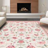 Ultra Soft Area Rug, Non Slip, Stain Resistant, Washable Area Rugs for Living Room, Bedroom, Sophisticated Colorful Geometric Shapes(Ivory)