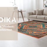 Ultra Soft Area Rug, Non Slip, Stain Resistant, Washable Area Rugs for Living Room, Bedroom, Cozy Earthy Toned Medallion Style(Orange)