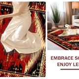 Ultra Soft Area Rug, Non Slip, Stain Resistant, Washable Area Rugs for Living Room, Bedroom, Elegant Transitional Red Patterns(Red)