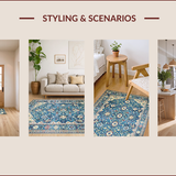 Ultra Soft Area Rug, Non Slip, Stain Resistant, Washable Area Rugs for Living Room, Bedroom, Serene Light Blue Ethnic Patterns(Blue)