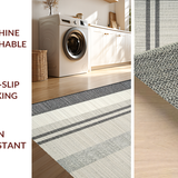 Elegant Black & White Stripe Woven Indoor/(Beige)