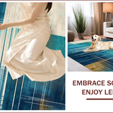 Ultra Soft Area Rug, Non Slip, Stain Resistant, Washable Area Rugs for Living Room, Bedroom, Dynamic Modern Curvilinear Pattern(Blue)