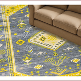 Ultra Soft Area Rug, Non Slip, Stain Resistant, Washable Area Rugs for Living Room, Bedroom, Chic Geometric Grey Yellow Fusion(Gray)