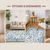 Ultra Soft Area Rug, Non Slip, Stain Resistant, Washable Area Rugs for Living Room, Bedroom, Rustic Hand-Painted Nature Scene(White)