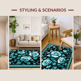 Teal and Black Blossom Harmony(Blue)