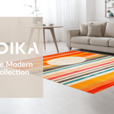 Ultra Soft Area Rug, Non Slip, Stain Resistant, Washable Area Rugs for Living Room, Bedroom, Artful Diamond Arrangement in Orange(Orange)