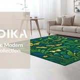 Ultra Soft Area Rug, Non Slip, Stain Resistant, Washable Area Rugs for Living Room, Bedroom, Rustic Earthy Insect Print Design(Green)