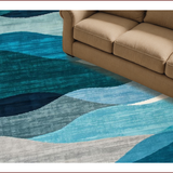 Ultra Soft Area Rug, Non Slip, Stain Resistant, Washable Area Rugs for Living Room, Bedroom, Chic Modern Grey Swirl Patterns(Blue)