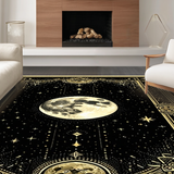 Ultra Soft Area Rug, Non Slip, Stain Resistant, Washable Area Rugs for Living Room, Bedroom, Mystical Snake Lunar Motif(Black)