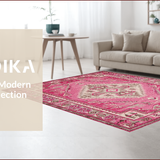 Ultra Soft Area Rug, Non Slip, Stain Resistant, Washable Area Rugs for Living Room, Bedroom, Vibrant Hot Pink Rustic Style(Pink)