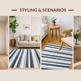 Ultra Soft Area Rug, Non Slip, Stain Resistant, Washable Area Rugs for Living Room, Bedroom, Contemporary Black White Stripe Carpet:  Linear Geometric Rug(Gray)