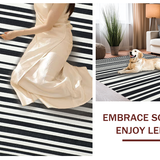 Ultra Soft Area Rug, Non Slip, Stain Resistant, Washable Area Rugs for Living Room, Bedroom, Elegant Linear Contrast with Alternating Dark and Light Stripes(Black)