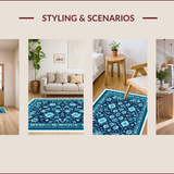 Ultra Soft Area Rug, Non Slip, Stain Resistant, Washable Area Rugs for Living Room, Bedroom, Boho Blue Pink Living Room Non-Shedding Rug(Blue)