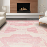 Ultra Soft Area Rug, Non Slip, Stain Resistant, Washable Area Rugs for Living Room, Bedroom, Elegant Curated Pink Wave Motif(Red)