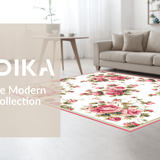 Ultra Soft Area Rug, Non Slip, Stain Resistant, Washable Area Rugs for Living Room, Bedroom, Timeless Botanical Round Statement(White)