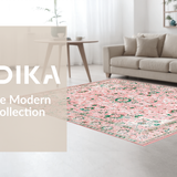 Ultra Soft Area Rug, Non Slip, Stain Resistant, Washable Area Rugs for Living Room, Bedroom, Cozy Vintage Botanical Charm(Pink)