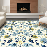 Ultra Soft Area Rug, Non Slip, Stain Resistant, Washable Area Rugs for Living Room, Bedroom, Charming Yellow Toned Vintage Charm(White)