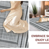 Ultra Soft Area Rug, Non Slip, Stain Resistant, Washable Area Rugs for Living Room, Bedroom, Dynamic Pinstripe Pattern, Crisp Linear Contrasts, Flat Design(Gray)
