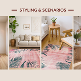 Ultra Soft Area Rug, Non Slip, Stain Resistant, Washable Area Rugs for Living Room, Bedroom, Cozy Modern Lattice Arrangement(Pink)
