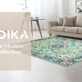 Ultra Soft Area Rug, Non Slip, Stain Resistant, Washable Area Rugs for Living Room, Bedroom, Eclectic Botanical Tiled Design(Ivory)