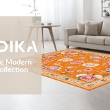 Ultra Soft Area Rug, Non Slip, Stain Resistant, Washable Area Rugs for Living Room, Bedroom, Transitional Colorful Petal Arrangement(Orange)