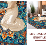 Ultra Soft Area Rug, Non Slip, Stain Resistant, Washable Area Rugs for Living Room, Bedroom, Vibrant Mandala Floral Composition(Blue)