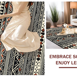 Ultra Soft Area Rug, Non Slip, Stain Resistant, Washable Area Rugs for Living Room, Bedroom, Stylish Tribal Monochrome Aesthetic(Black)