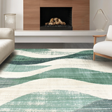 Ultra Soft Area Rug, Non Slip, Stain Resistant, Washable Area Rugs for Living Room, Bedroom, Rustic Wave Textured Circular Piece(Green)