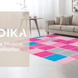 Ultra Soft Area Rug, Non Slip, Stain Resistant, Washable Area Rugs for Living Room, Bedroom, Vibrant Pastel Game Tile Visuals(Pink)