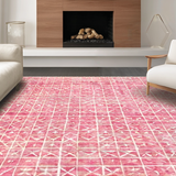 Ultra Soft Area Rug, Non Slip, Stain Resistant, Washable Area Rugs for Living Room, Bedroom, Curvilinear Rug with Playful Ribbon Shape and Uno Reverse Emblem(Pink)
