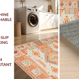 Ultra Soft Area Rug, Non Slip, Stain Resistant, Washable Area Rugs for Living Room, Bedroom, Elegant Tiled Artisan Design(Orange)