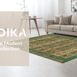 Ultra Soft Area Rug, Non Slip, Stain Resistant, Washable Area Rugs for Living Room, Bedroom, Rustic Tiled Symmetrical Design(Brown)