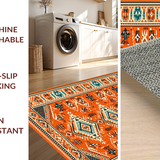 Ultra Soft Area Rug, Non Slip, Stain Resistant, Washable Area Rugs for Living Room, Bedroom, Quirky Half Circle Color Splash(Orange)
