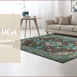 Ultra Soft Area Rug, Non Slip, Stain Resistant, Washable Area Rugs for Living Room, Bedroom, Eclectic Earthy Floral Motif(Brown)