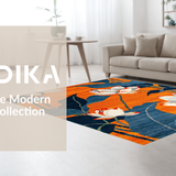 Ultra Soft Area Rug, Non Slip, Stain Resistant, Washable Area Rugs for Living Room, Bedroom, Dynamic Nature-Themed Motif(Orange)