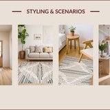 Ultra Soft Area Rug, Non Slip, Stain Resistant, Washable Area Rugs for Living Room, Bedroom, Chic Minimalist Geometric Motif(Beige)