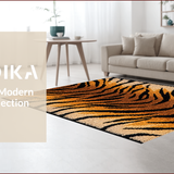 Ultra Soft Area Rug, Non Slip, Stain Resistant, Washable Area Rugs for Living Room, Bedroom, Realistic Tiger Print Living Room Statement Rug(Orange)