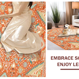 Ultra Soft Area Rug, Non Slip, Stain Resistant, Washable Area Rugs for Living Room, Bedroom, Stylish Distressed Floral Aesthetic(Orange)