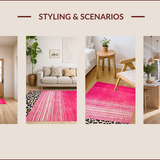 Ultra Soft Area Rug, Non Slip, Stain Resistant, Washable Area Rugs for Living Room, Bedroom, Playful Shag Leopard Statement Piece(Pink)