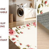 Ultra Soft Area Rug, Non Slip, Stain Resistant, Washable Area Rugs for Living Room, Bedroom, Luxurious Blooming Elegance Theme(White)