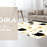 Ultra Soft Area Rug, Non Slip, Stain Resistant, Washable Area Rugs for Living Room, Bedroom, Chic Monochrome Feline Artwork(Gold)
